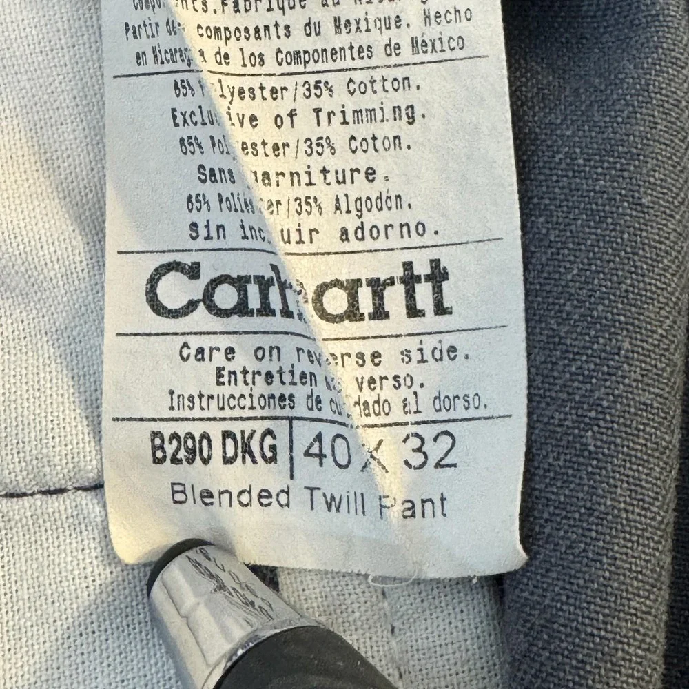 Carhartt Pants Mens 40x32 Gray Blended Twill Work B290 DKG Durable Straight Leg